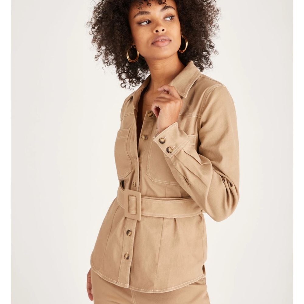 BACKYARD ROSES TAN SHACKET